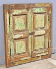 Antique Wooden Window Panel With Frame Original Old Hand Crafted Painted