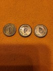 9 Vintage  P  Stamped Parking Tokens
