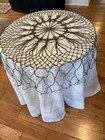 Vintage Brown Tatted Table Topper doily Large Whispy Delicate Washable 36 