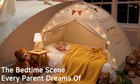 Kids Toddler Twin Bed Tent Indoor  Outdoor Canopy Beige  Lights   Flags Included
