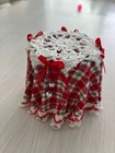 Dollhouse Miniature Long Skirted Christmas Table - Red  Green  White Plaid