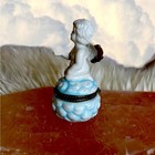 Vintage Trinket Pill Box White Porcelain Cherub angel Hinged Keepsake
