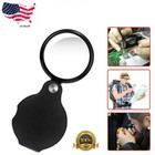 2pcs 10x Mini Magnifying Glass Folding Pocket Magnifier Bigeye Glass Loupe Us