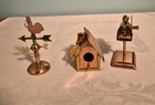 Vintage Brass Copper Country Style Christmas Ornaments 3 Piece