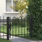 Black Single Door Fence Gate With Hoop Top And Horizontal Brace - Heavy-duty Ste