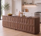Buffet Cabinet 59  Mid-century Wood Credenza Sideboard 4 Doors Geometric Walnut