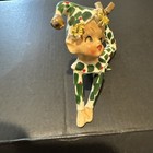 A Lefton Holly Elf Pixie Ceramic Figurine Spaghetti Hair Berry Christmas