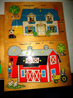 3 Vintage Fisher-price Wooden Puzzles-house-dog And Puppies-barn-belgium