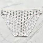 Victoria s Secret Stretch Cotton Smooth Bikini Panty Ivory Festive Trees