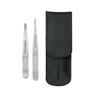 Tweezerman Petite Tweeze Set Slant And Point Tweezers With Travel Case Black