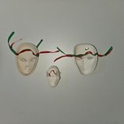 3 Vintage Mardi Gras Ceramic Hand Painted Face Masks
