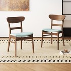 Set Of 2 Dining Chairs - Upholstered Seat  Rubberwood Legs  Mint