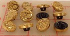12 Vintage Small Glass Shank Buttons Gold 4 Flower Design Czech 1 2  13mm  79