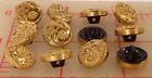 3 Vintage Small Glass Shank Buttons Gold 4 Flower Design Czech 1 2  13mm  79