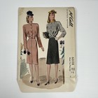 Vtg Original 1940s Mccall Sewing Pattern 6008    misses Two-piece Suit    Sz 14 