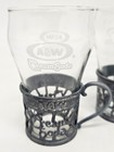 A w Cream Soda Glasses With Metal Mug Holders - Set Of 4 - Rare Vintage