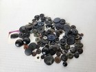 Vintage Button Lot Mixed Black Plastic Fabric Metal