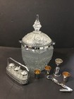 Vintage Anchor Hocking Ice Bucket W lid Set Shot Cups Etc 
