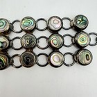 Vintage Old Mexico Abalone Sterling Silver Link Bracelet Statement 62 Grams