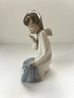 1970s Vintage Lladr    4635 Guardian Angel With Sleeping Baby Figurine 6 1 2 