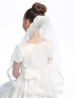 New 24  Girls Veil - Flowers   Bead Accents With Guadalupe - Communion