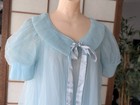 Vtg Val Mode Turquoise Chiffon Peignoir Set Lingerie Babydoll Crystal Pleats 50s