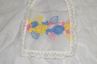 Vintage Sheer Waist Apron One Size 50s White Lace Trim Crocheted Roses 16x31in