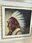 Vintage Carnival Prize Glass Picture Print Of Chief Warrior From 1980   s