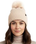 Basics Womens Pom Pom Beanie Winter Hats Cute Soft Warm Stocking Caps Beige