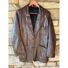 Vintage Mens Brown Leather Blazer Jacket Two Button Sport Coat 42 Chest