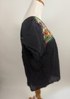 Black Cotton Hand Embroidered Mexican Peasant Top Women s M l