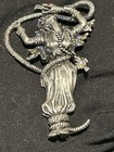 Medusa - Signed Pewter Mythical Figure Snake Brooch Pin 3in Rhinestone