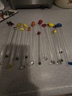 14 Assorted Glass Swizzle Sticks Stir Cocktail Stirrers Blown Glass Barware