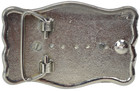 Western Belt Buckle Silver Tone Polished Stone Metal Engraved Silver Vintage