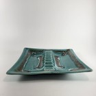 Mid Century Drip Glaze Ashtray Pottery Turquoise Brown Vintage   Stylish Curves