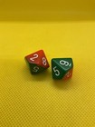 Christmas Red Green Swirled 2pc 10-sided Dice Pair D10 D  Rpg Tabletop Gaming