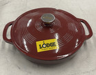 Nib Lodge Enameled Cast Iron Round Casserole In Cranberry 3 6qt