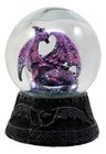 Mythical Purple Midnight Dragon Water Globe Figurine With Glitters 4 75 h