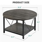 2-tier Modern Round Coffee Table With Storage Open Shelf Home Office Living Room