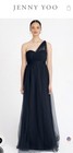 Jenny Yoo Annabelle Navy Tulle Bridesmaid   Prom  Dress Size 8 Bow Sweetheart