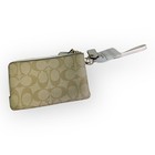 Nwt Coach F66506 Signature Pvc Double Corner Zip Wristlet Light Khaki saddle