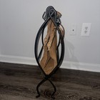 Vtg Firewood Log Carrier Rack Fireplace Wood Holder Suede Carrier Folding