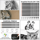 Drawing Sketching Pencil Set  24 Piece Pro Artist Sketch Kit - Graphite Pencils