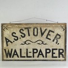 Antique Large Hand Painted Wood Trade Sign For Wallpaper Merchant 
