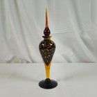 Hand Blown Art Glass Perfume Bottle Amber Tortoiseshell Pattern