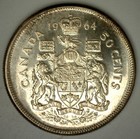 1964 Canada Silver Fifty Cents Coin Extra Fine 50c Xf Canadian 50-cents