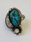 Vintage Navajo Sterling Silver Turquoise Mop Squash Blossom Ring Size 5 5