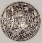 1943 Canada Silver 50 Cents Coin Au 50c Canadian Half Dollar