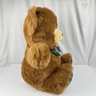 Vtg Teddy Precious Stuffed Bear 20   sitting  Brown Green Bow Tie Dan Dee