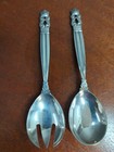 Vintage George Jenson Acorn Sterling  Silver Serving Spoon Spork Mid Century Mod